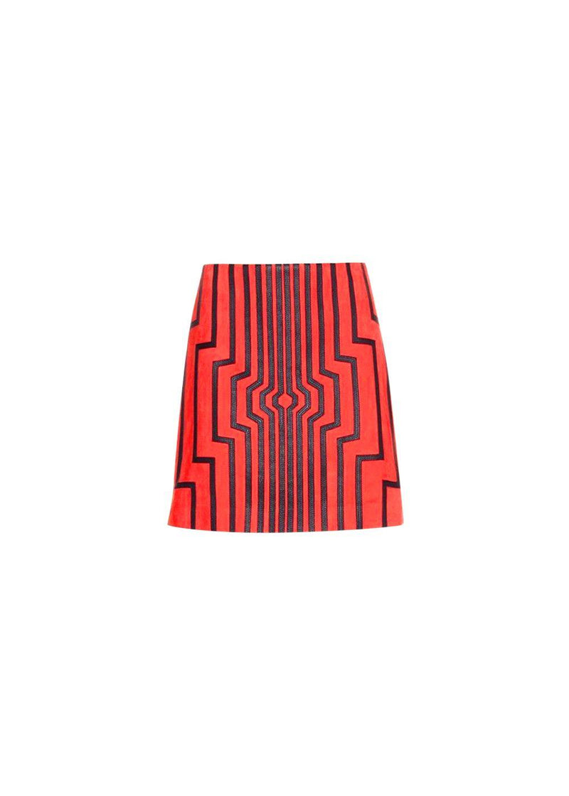 Red Suede Cyborg Mini Skirt