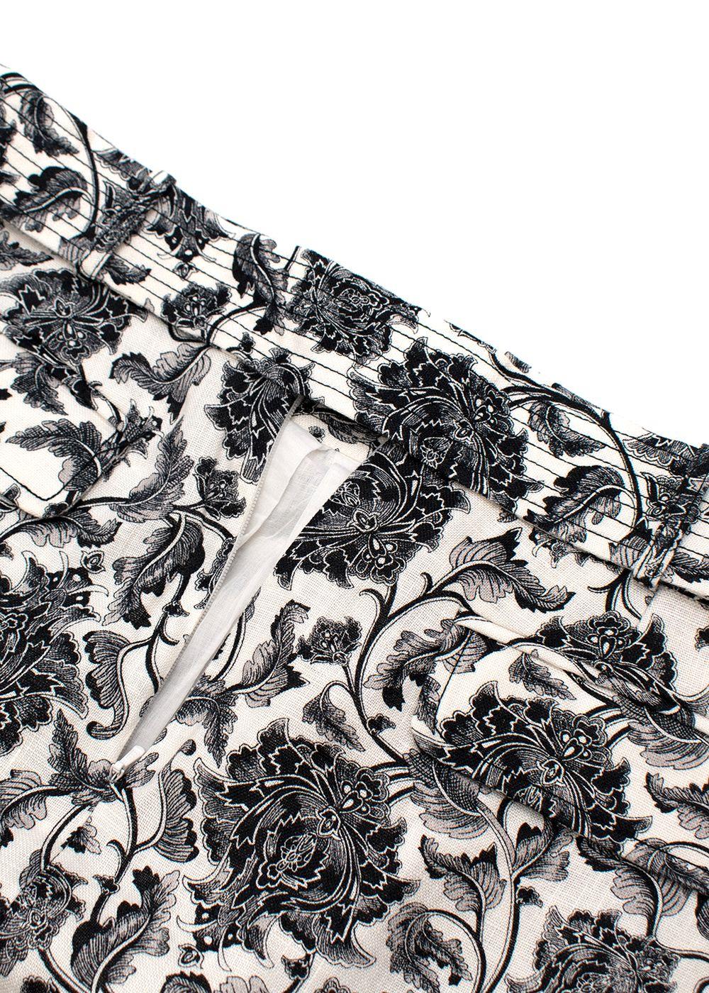 Zimmermann Black & ivory toile print silk-satin camisole & linen skirt