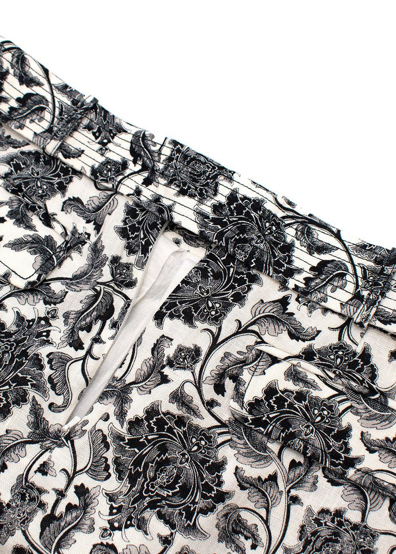 Zimmermann Black & ivory toile print silk-satin camisole & linen skirt