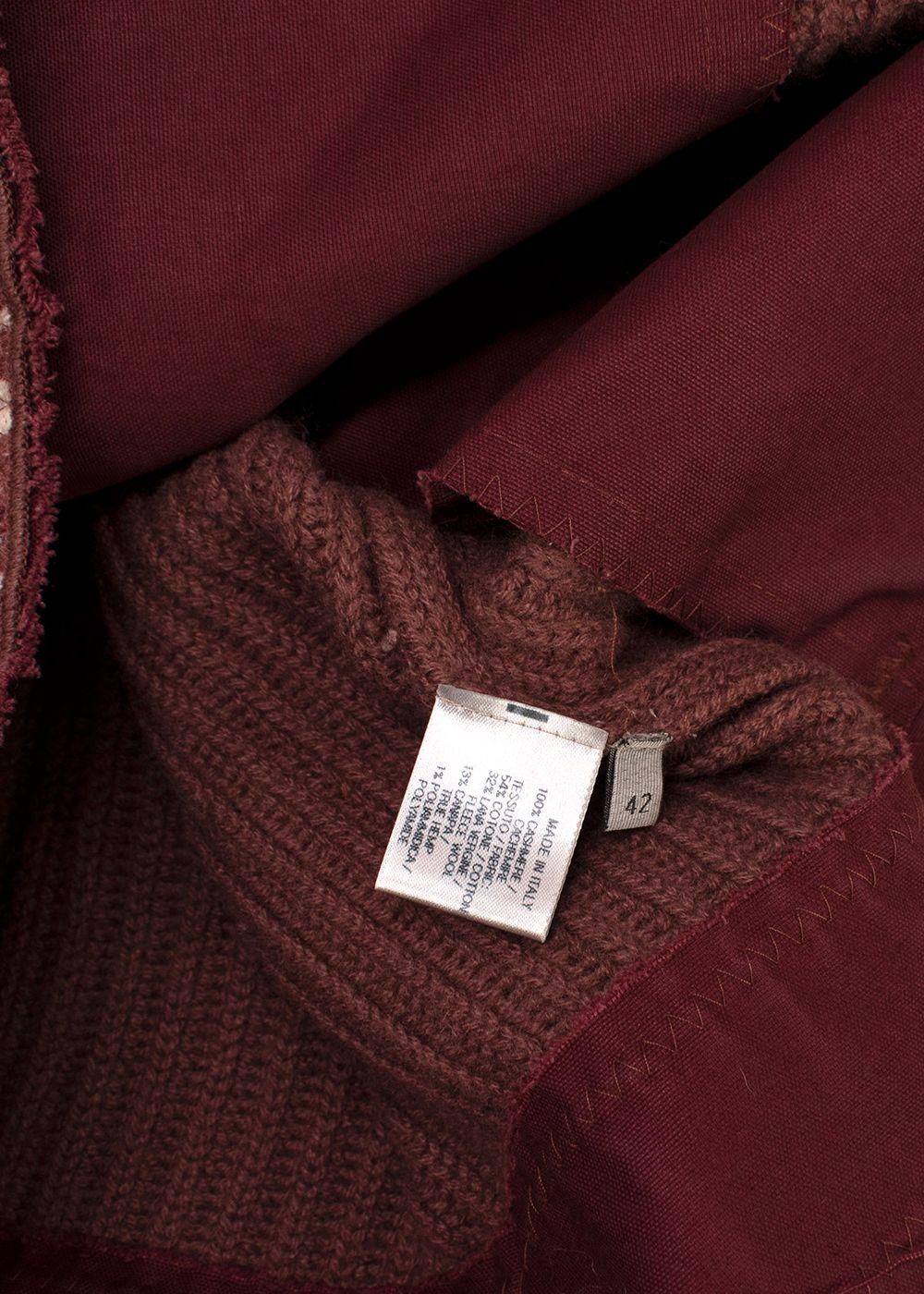 Bottega Veneta Ribbed Knit Dark Rose Cashmere Cardigan