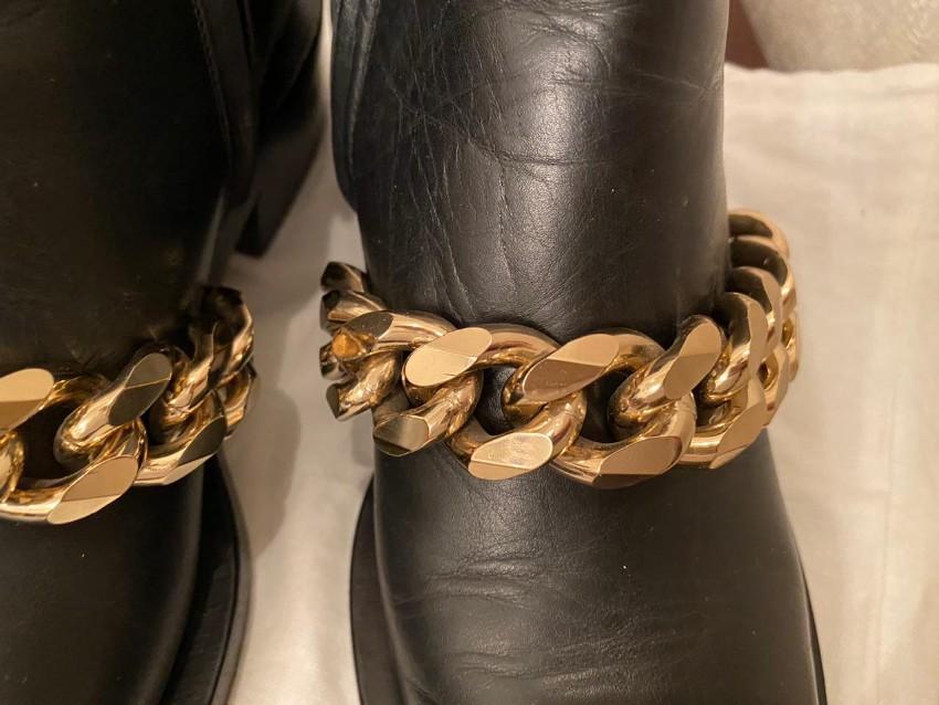 Givenchy Black Leather Chain Draped Boots