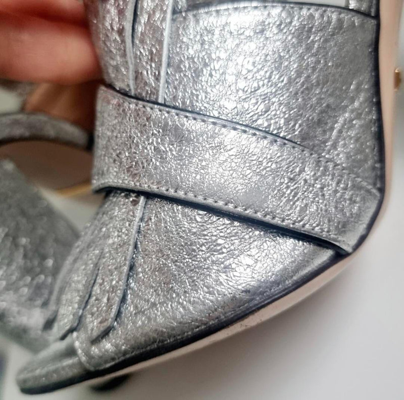 Gucci Silver Heeled Mules