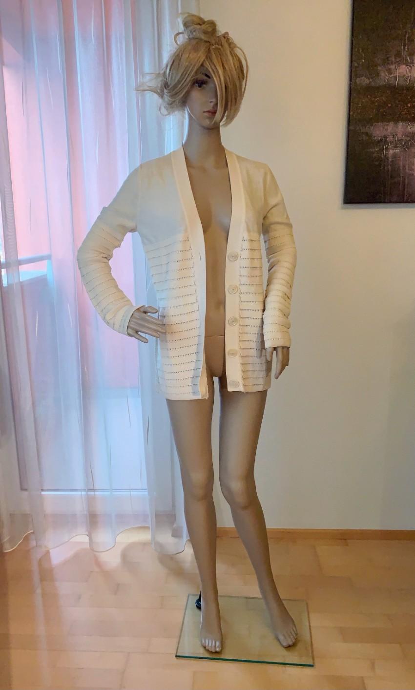 Sonia Rykiel Ivory Open-Weave Longline Cardigan