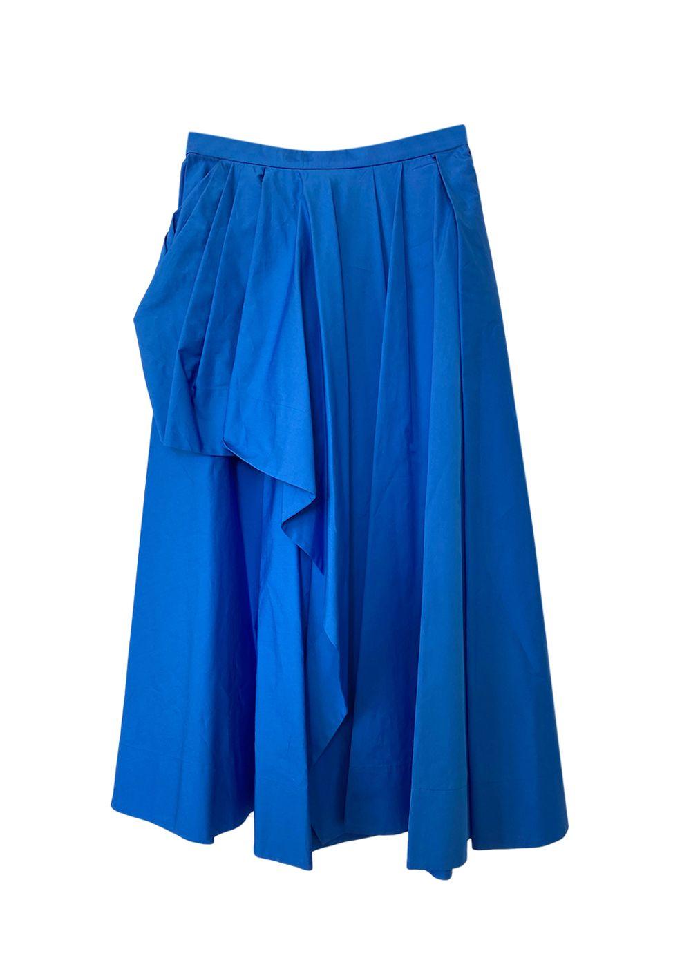 Alexander McQueen Blue Draped Midi Skirt