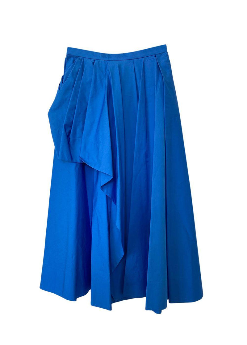 Alexander McQueen Blue Draped Midi Skirt