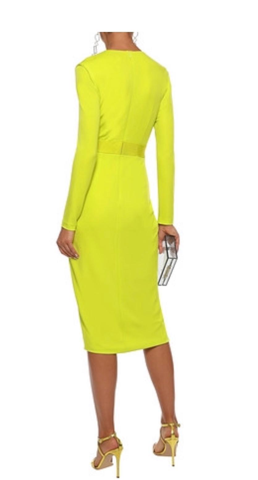 Cushnie Et Ochs Neon Deep V MIdi Dress
