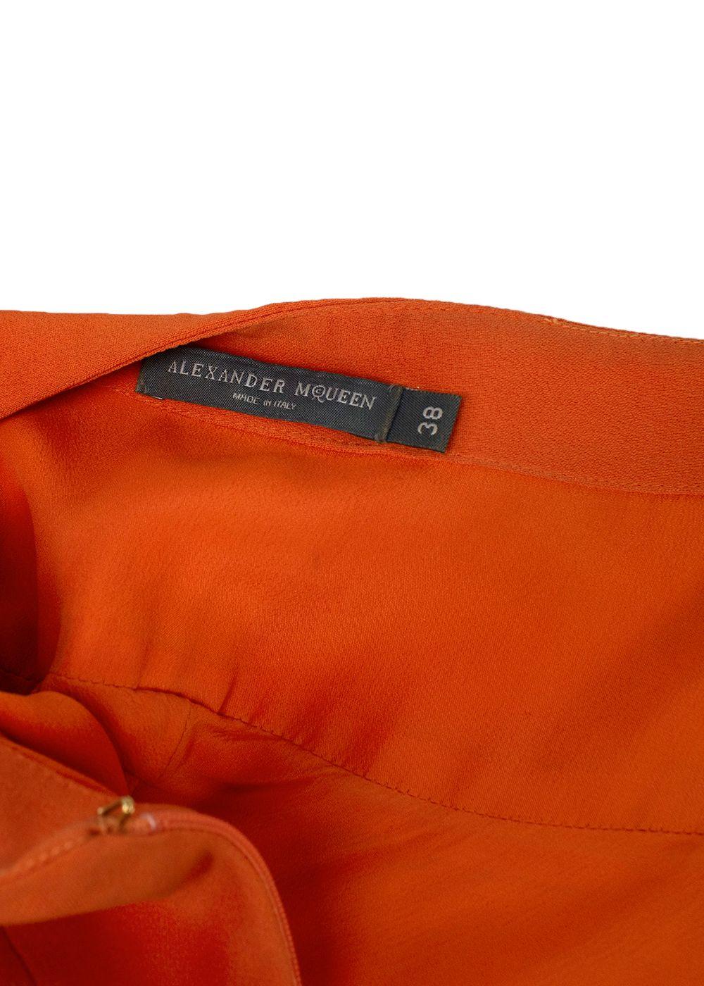 Alexander McQueen Orange Silk Crepe Crystal Halterneck Gown
