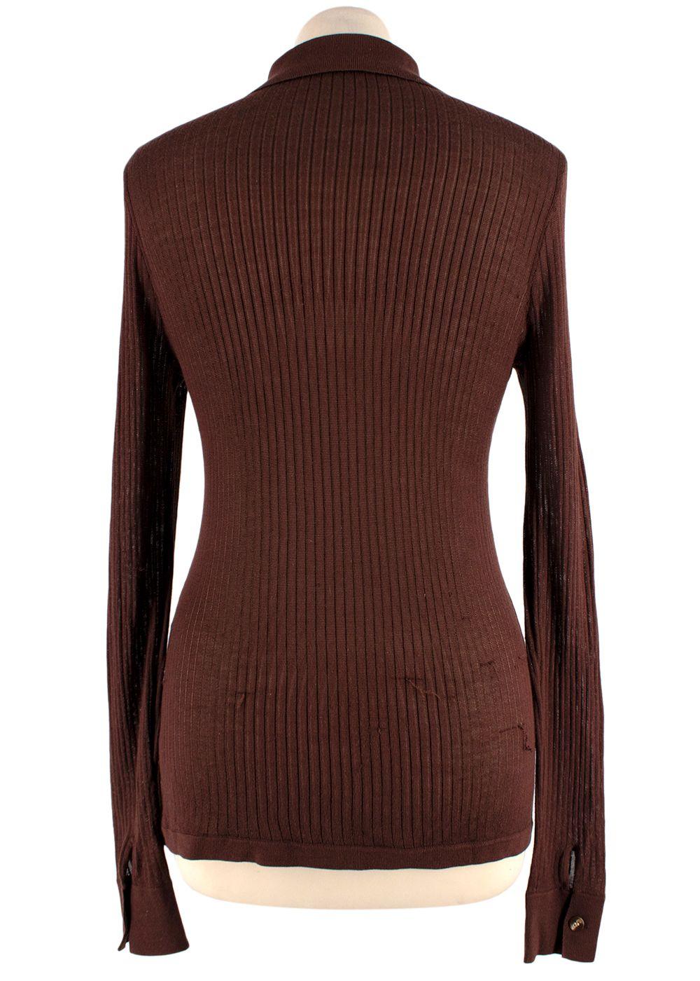Dodo Bar Or Chocolate Brown Paya Ribbed Silk Shirt