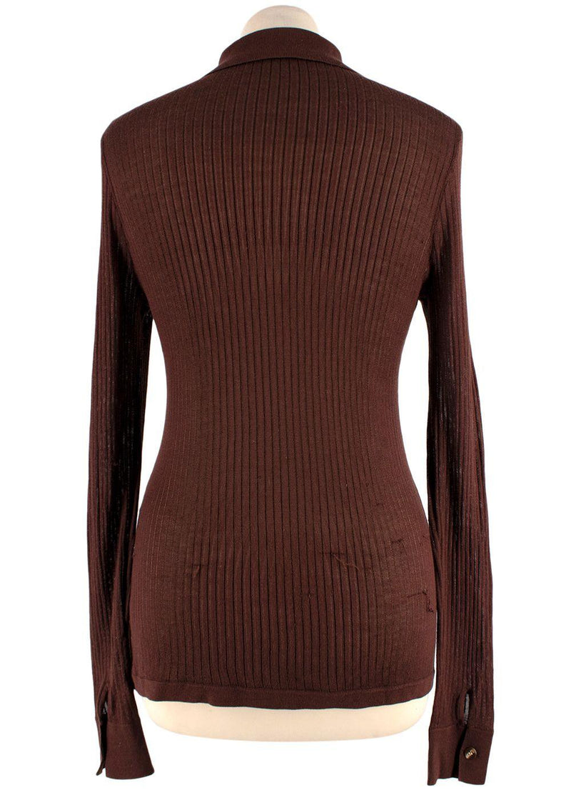 Dodo Bar Or Chocolate Brown Paya Ribbed Silk Shirt