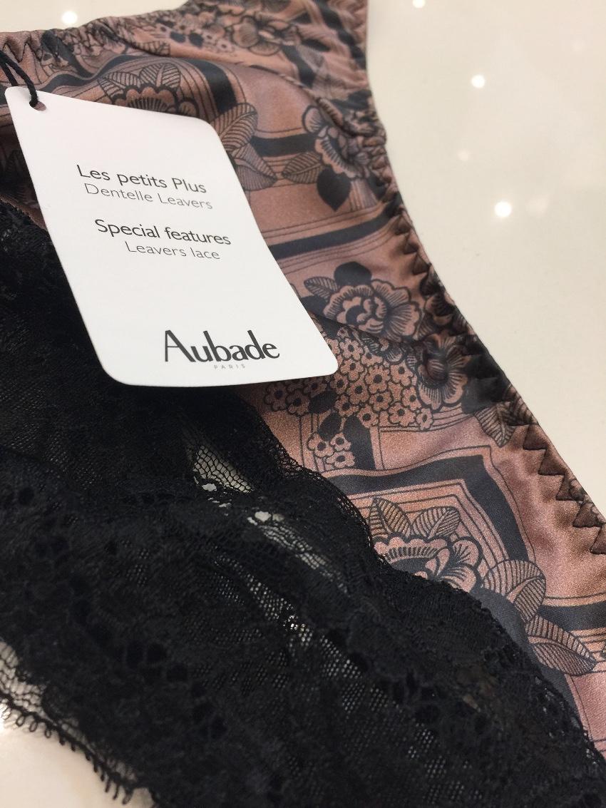Aubade Art Deco Gatsby Print Satin Padded Plunge Bra & Tanga Set