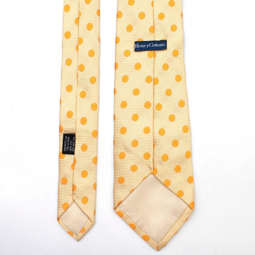 Henry Cottons Yellow Polka-Dot Print Silk Tie