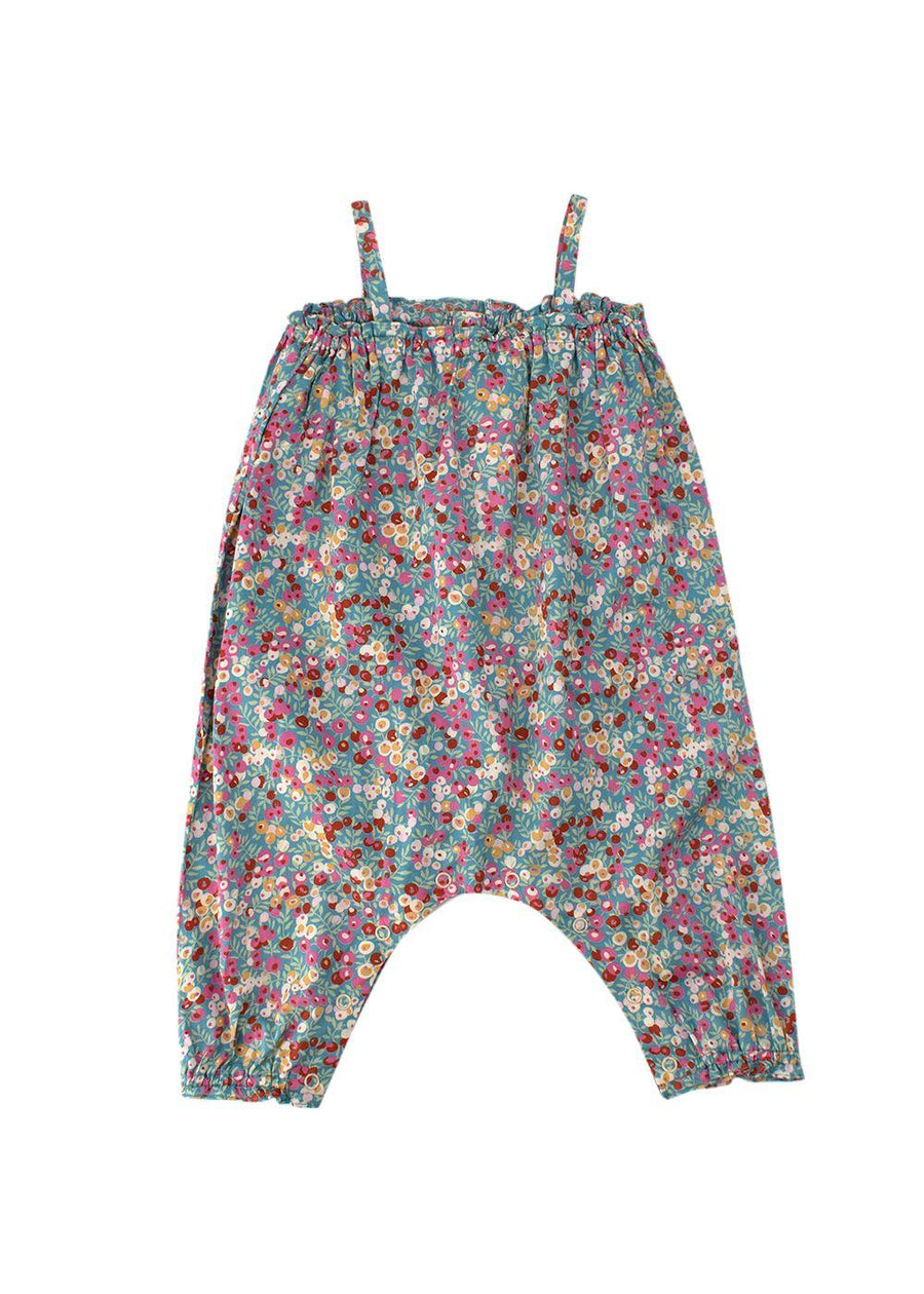 Bonpoint Baby 6m Blue Floral Overalls