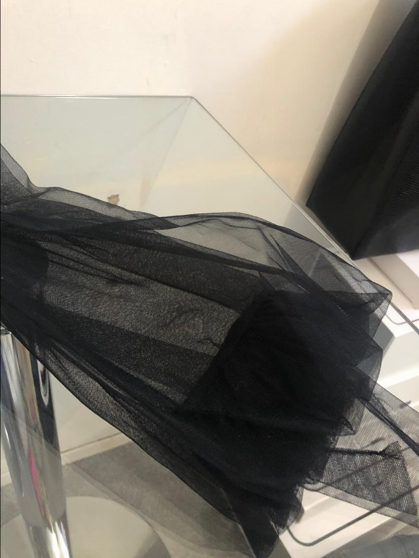 Razan AlazzouniBlack Chiffon Embellished Sheer Top
