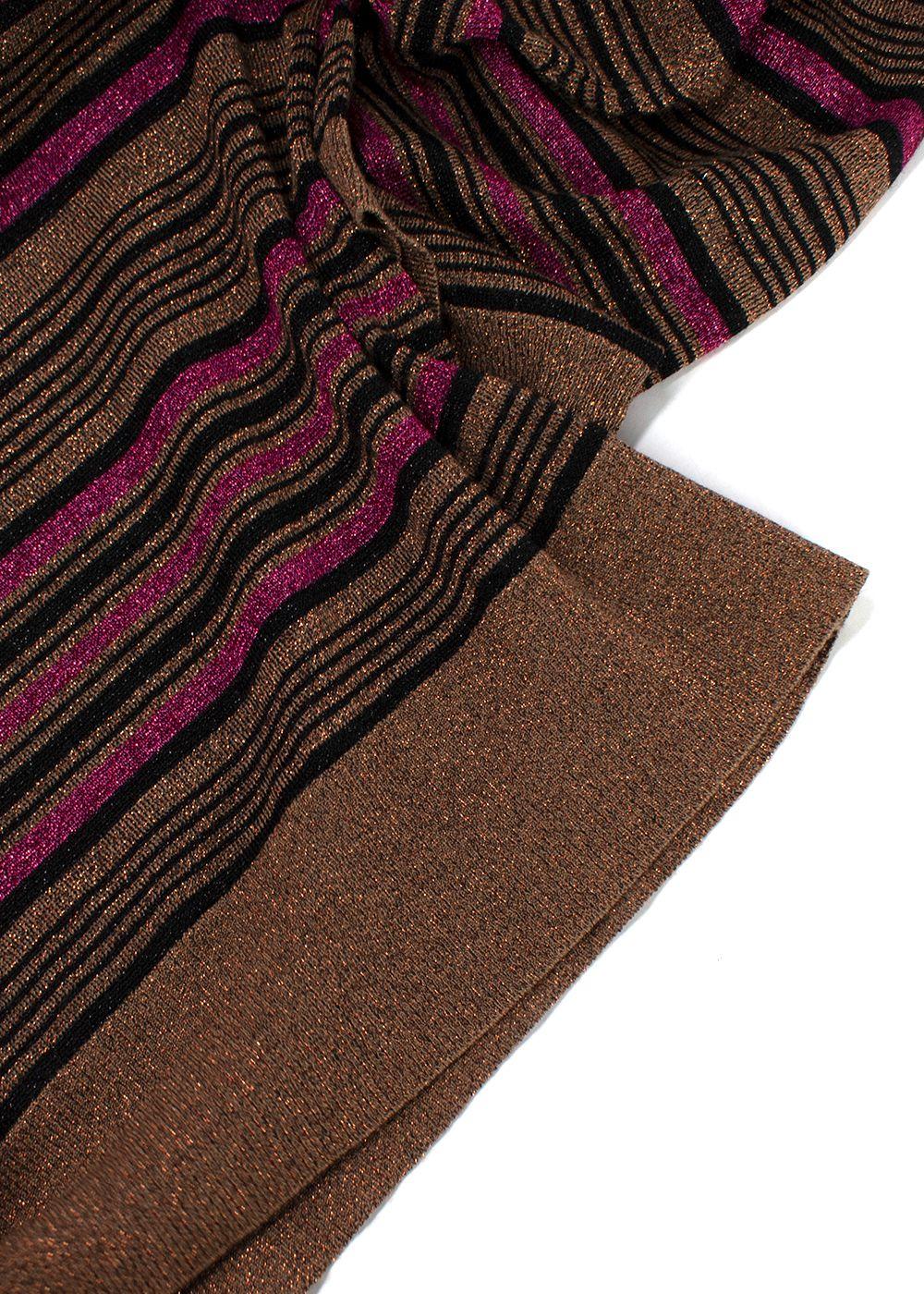 Prada Metallic Striped Short-Sleeve Crewneck Jumper