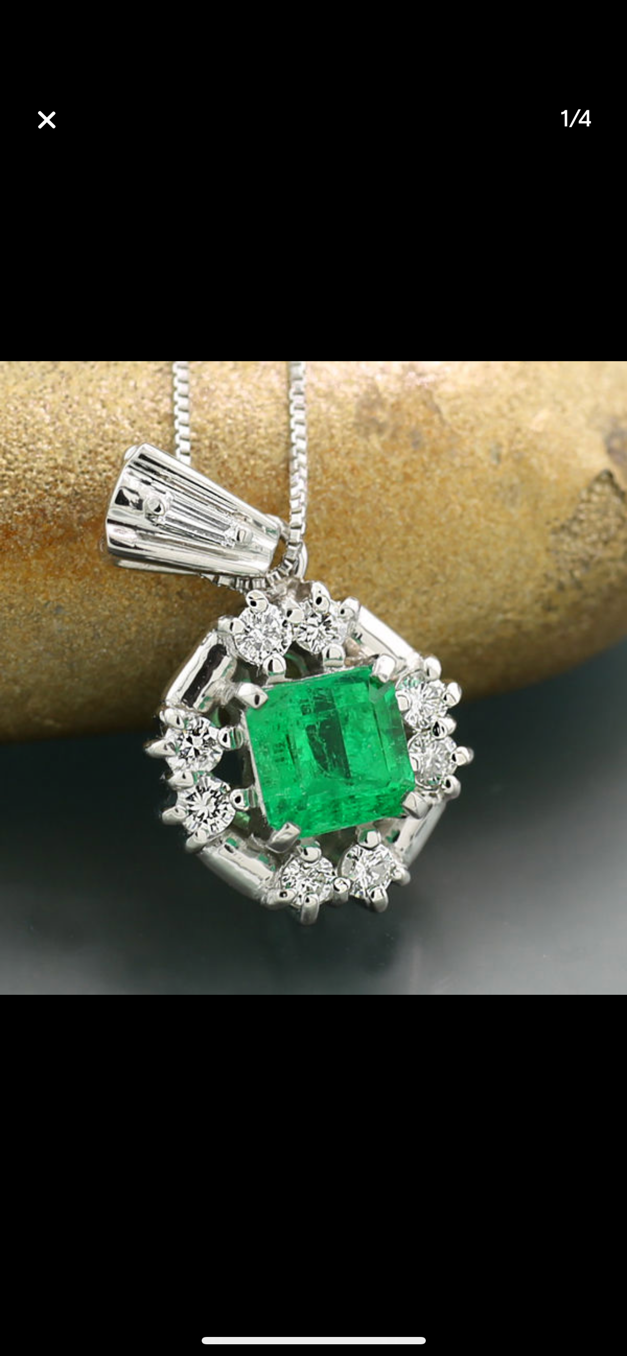 Platinum, emerald & diamond pendant necklace