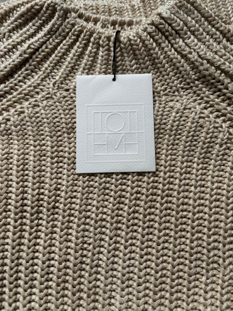 Toteme Cream Ribbed Fluted Sleeve Jumper