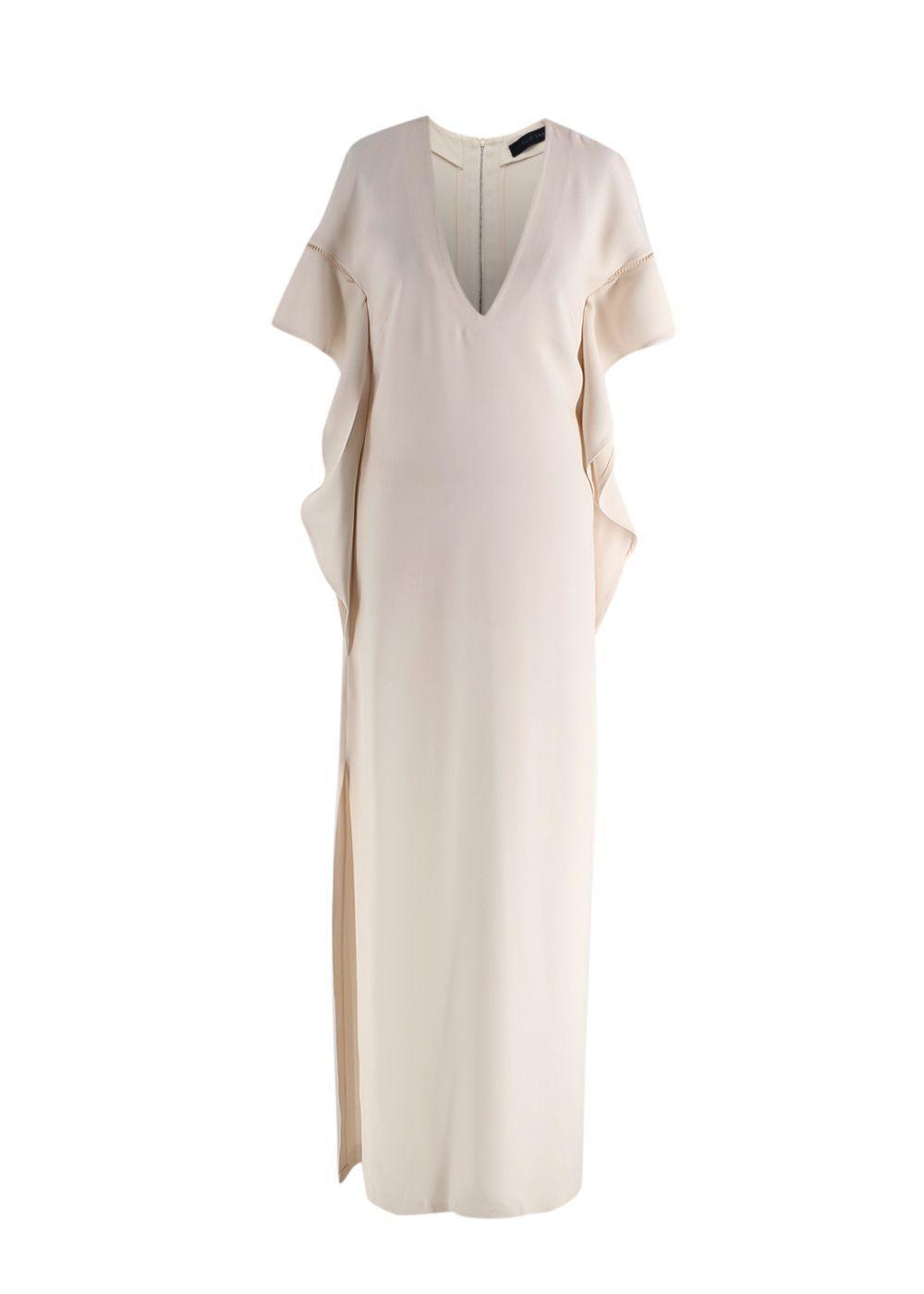 Elie Saab Cream Frill Sleeves Maxi Dress