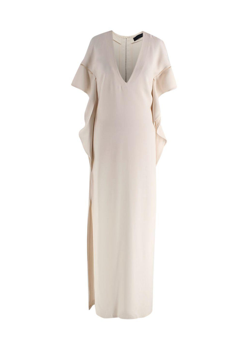 Elie Saab Cream Frill Sleeves Maxi Dress