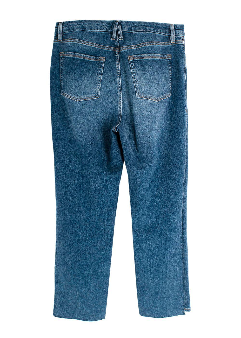 Good American Blue Mid Wash Straight Leg Jeans