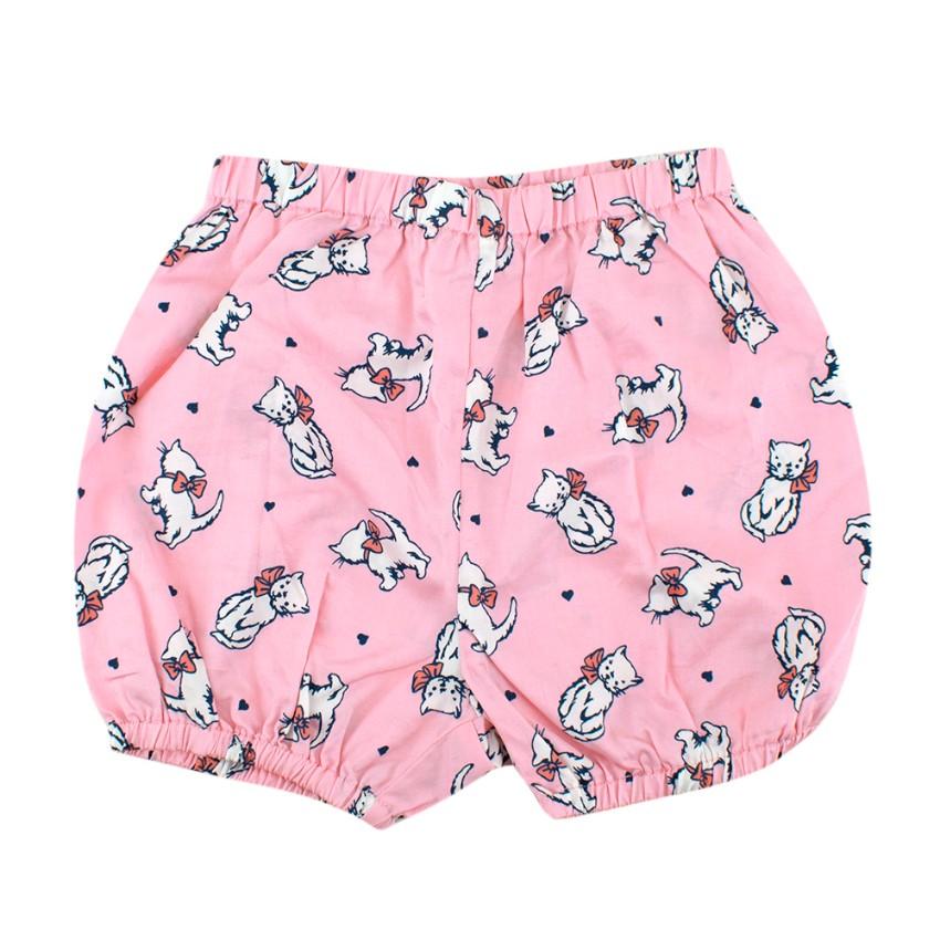 Rachel Riley Pink Cat Pattern Dress and Shorts Two Piece