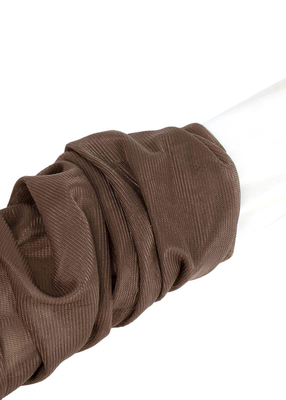 Loewe White and Brown Distressed Hem Midi Dress