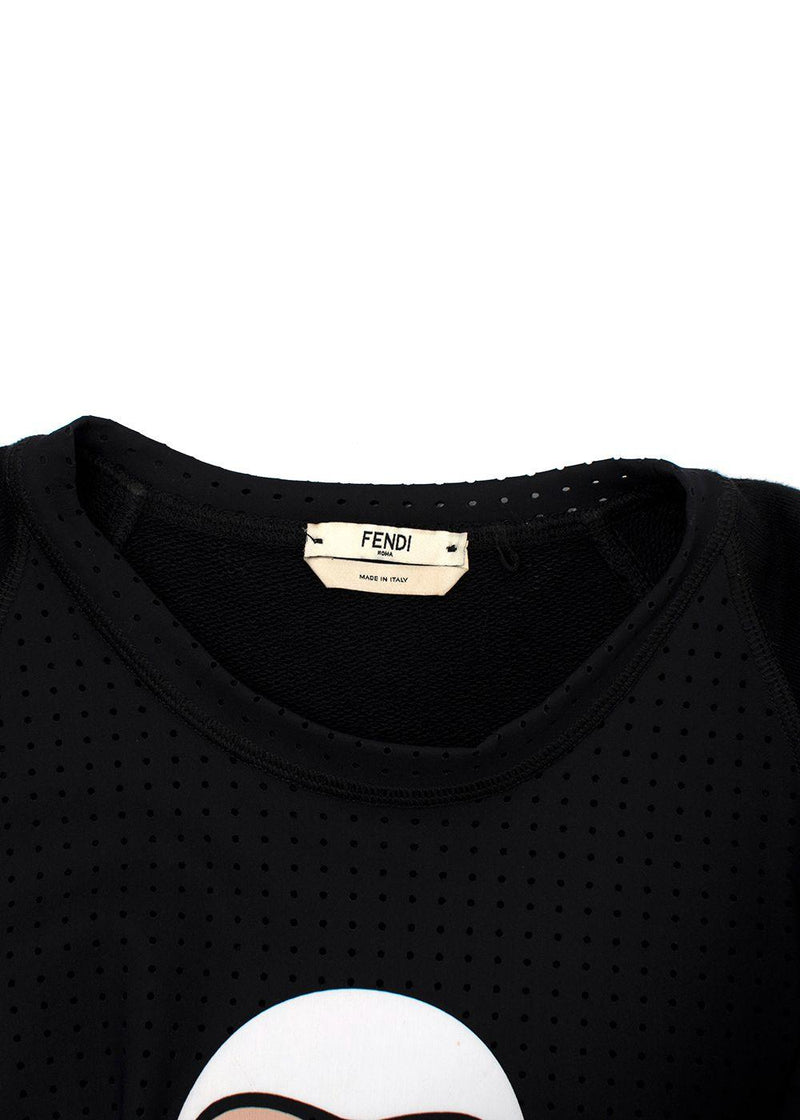 Fendi Black Karlito Perforated T-Shirt