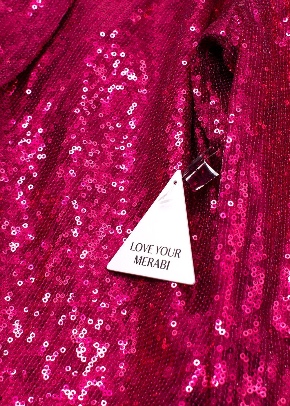 Nadine Merabi Hot Pink Sequin Shirt and Trouser Set