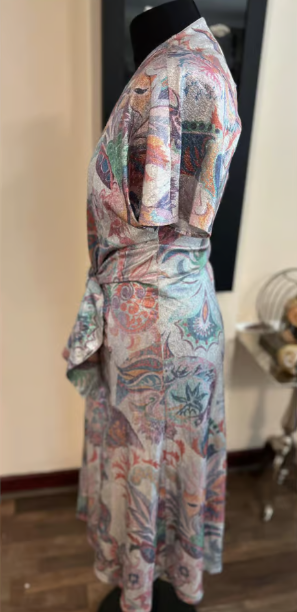 Paco Rabanne Draped Metallic Printed Midi Dress