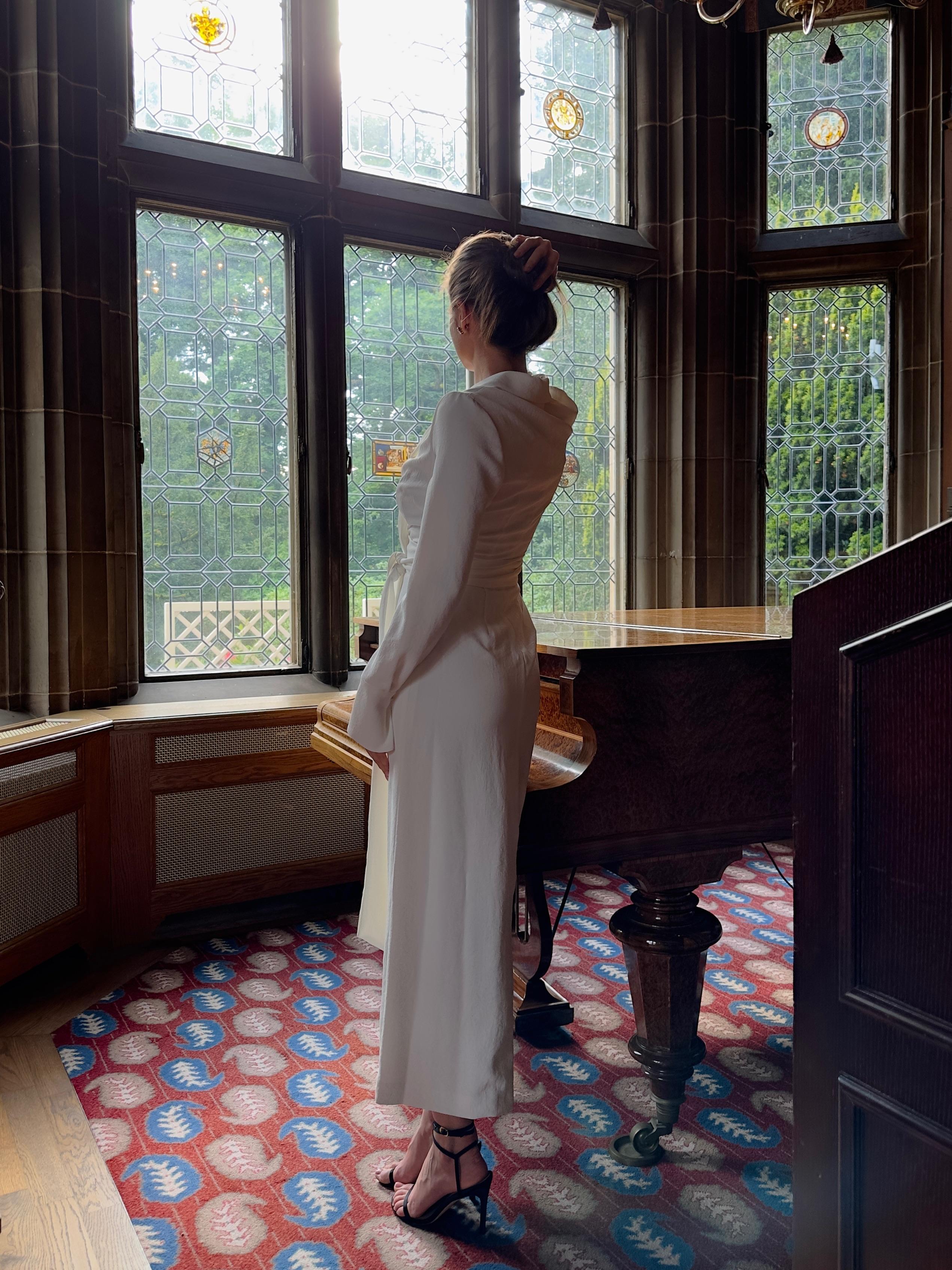 Galvan White Crepe Marina Dress