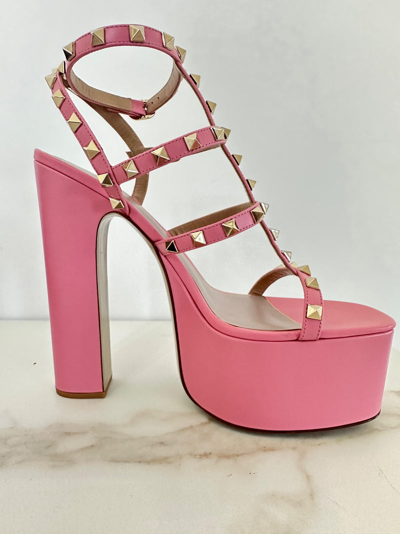 Candy Pink Platform Rockstud Sandals
