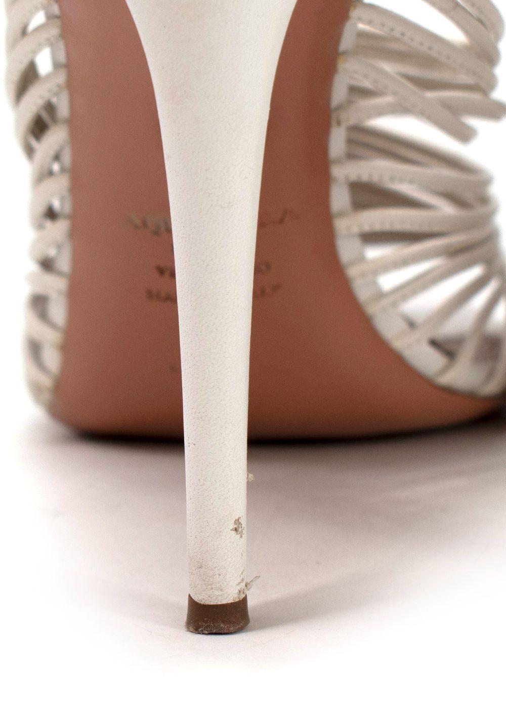 Aquazzura White Leather Nadja Heels