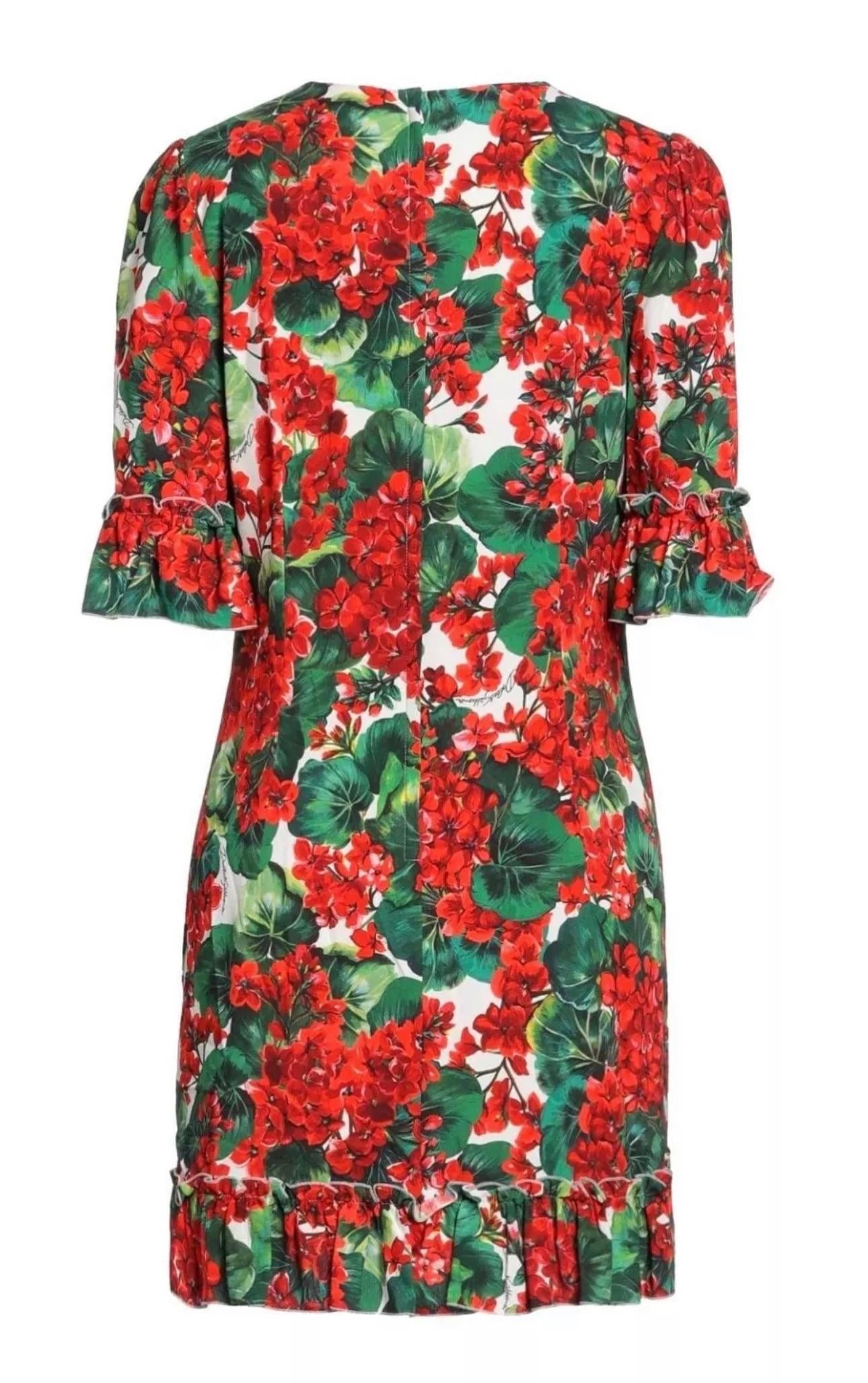 Dolce & Gabbana Floral Geranium Mini Dress