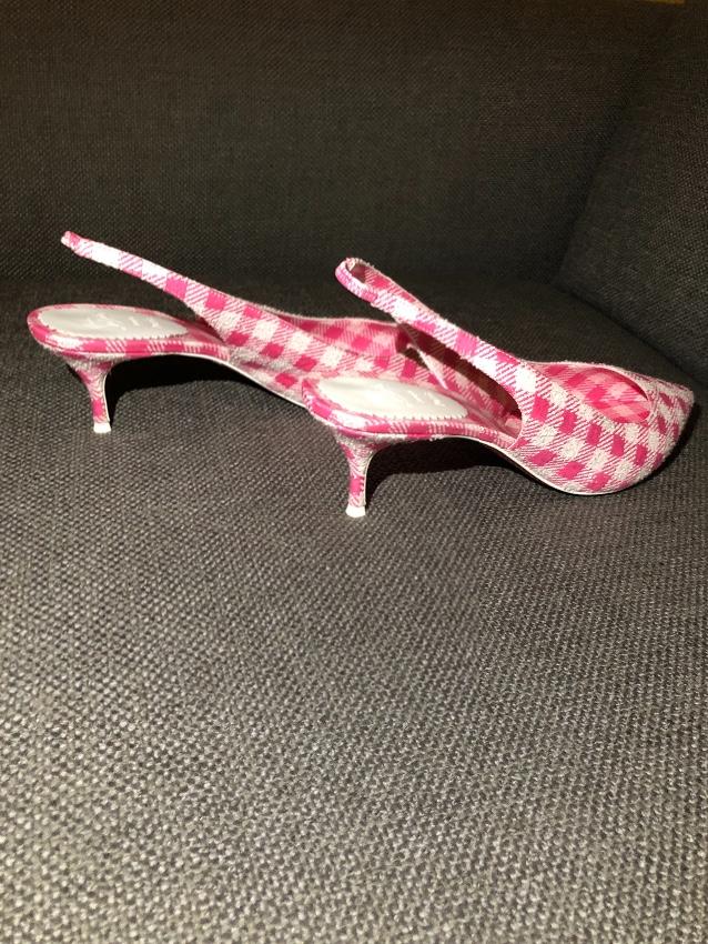 Christian Louboutin Kate Gingham Pointed Toe 55mm Slingback Pump