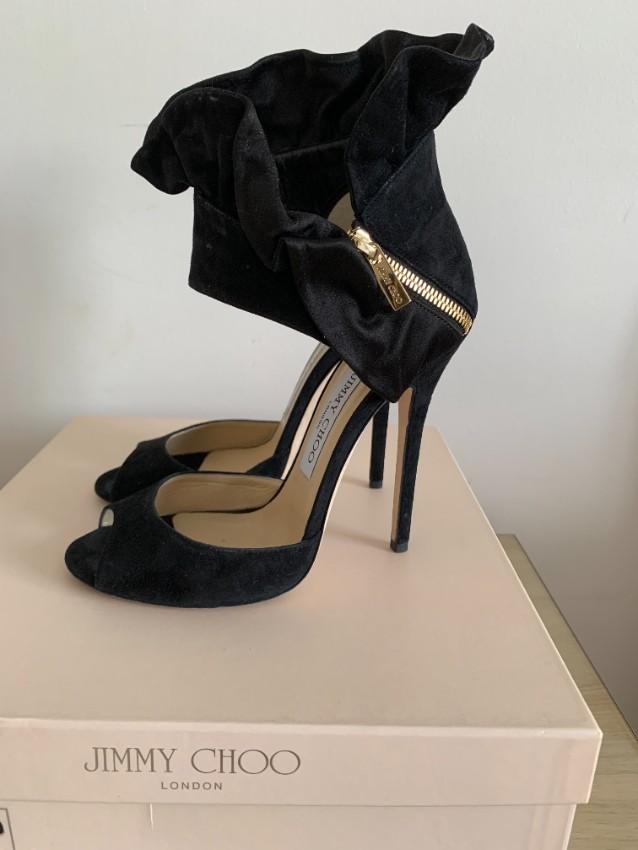 Jimmy Choo Black Katarina Ruffled Sandals