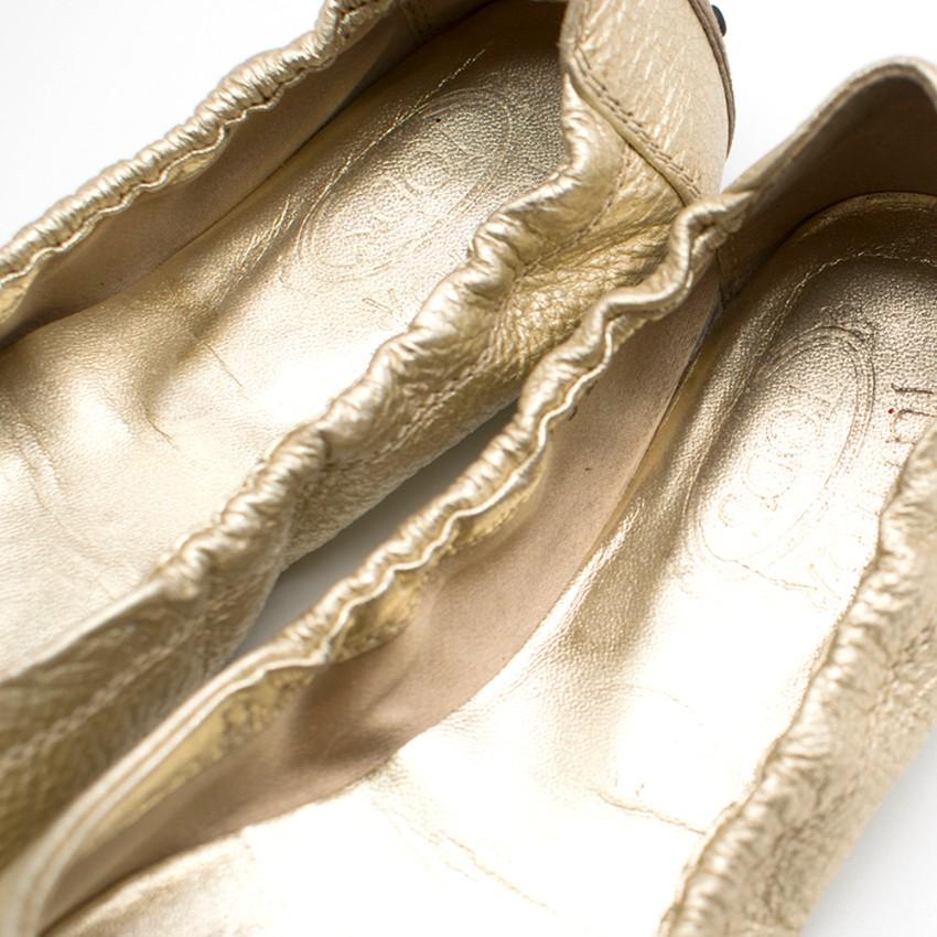 Tod's Gold Driving Ballerinas