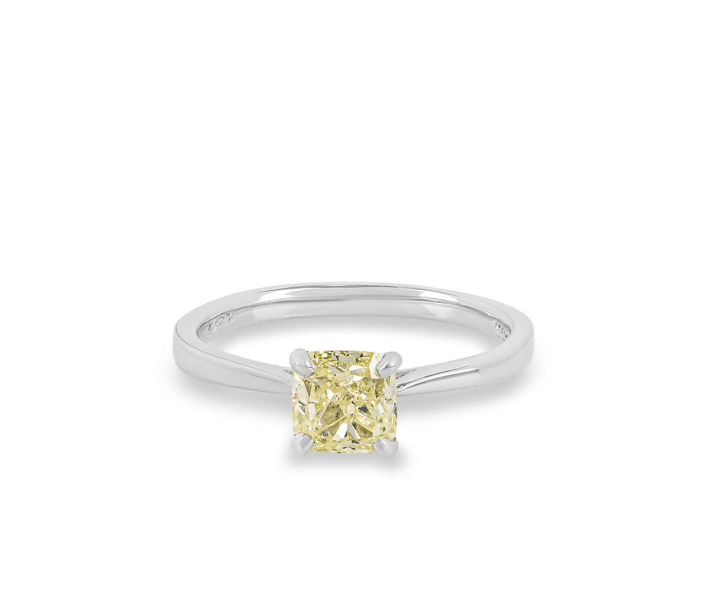 platinum & cushion-cut fancy yellow diamond ring 1.03ct 53EU