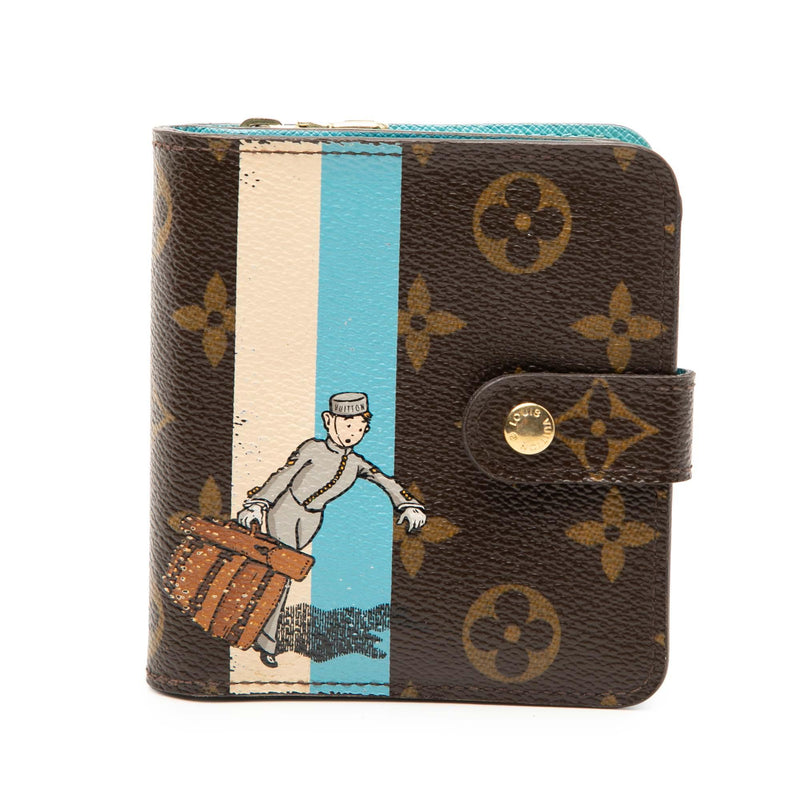 Louis Vuitton Coated Canvas Monogram Groom Compact Zippy Wallet
