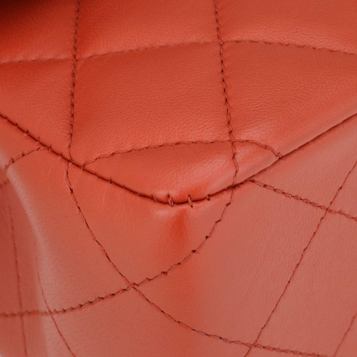 Chanel Brick Red Lambskin Medium Double Flap Bag