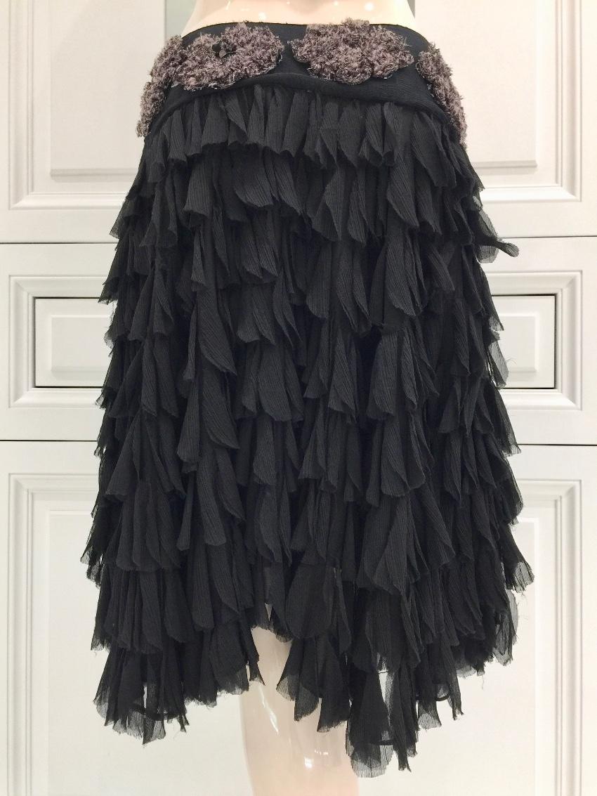 Eric Way Couture Silk Feathers Skirt