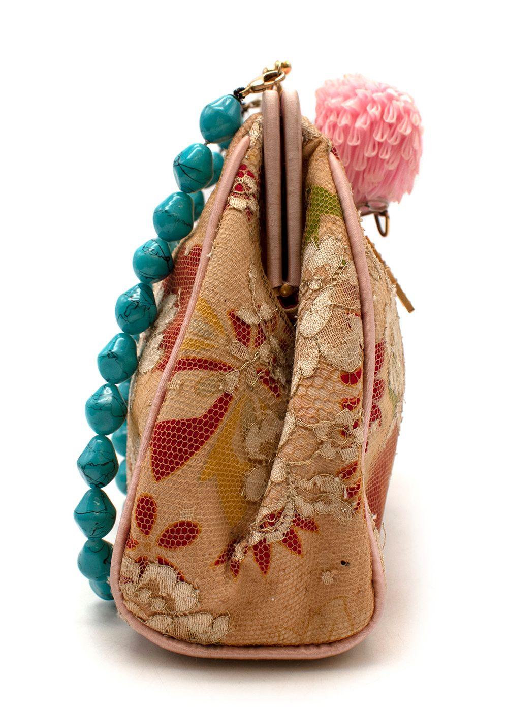 Vintage Embellished Cream Lace Handbag