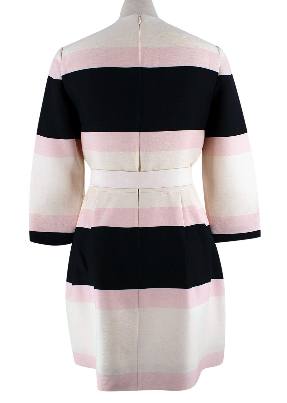 Valentino Striped Wool and Silk Blend Mini Dress
