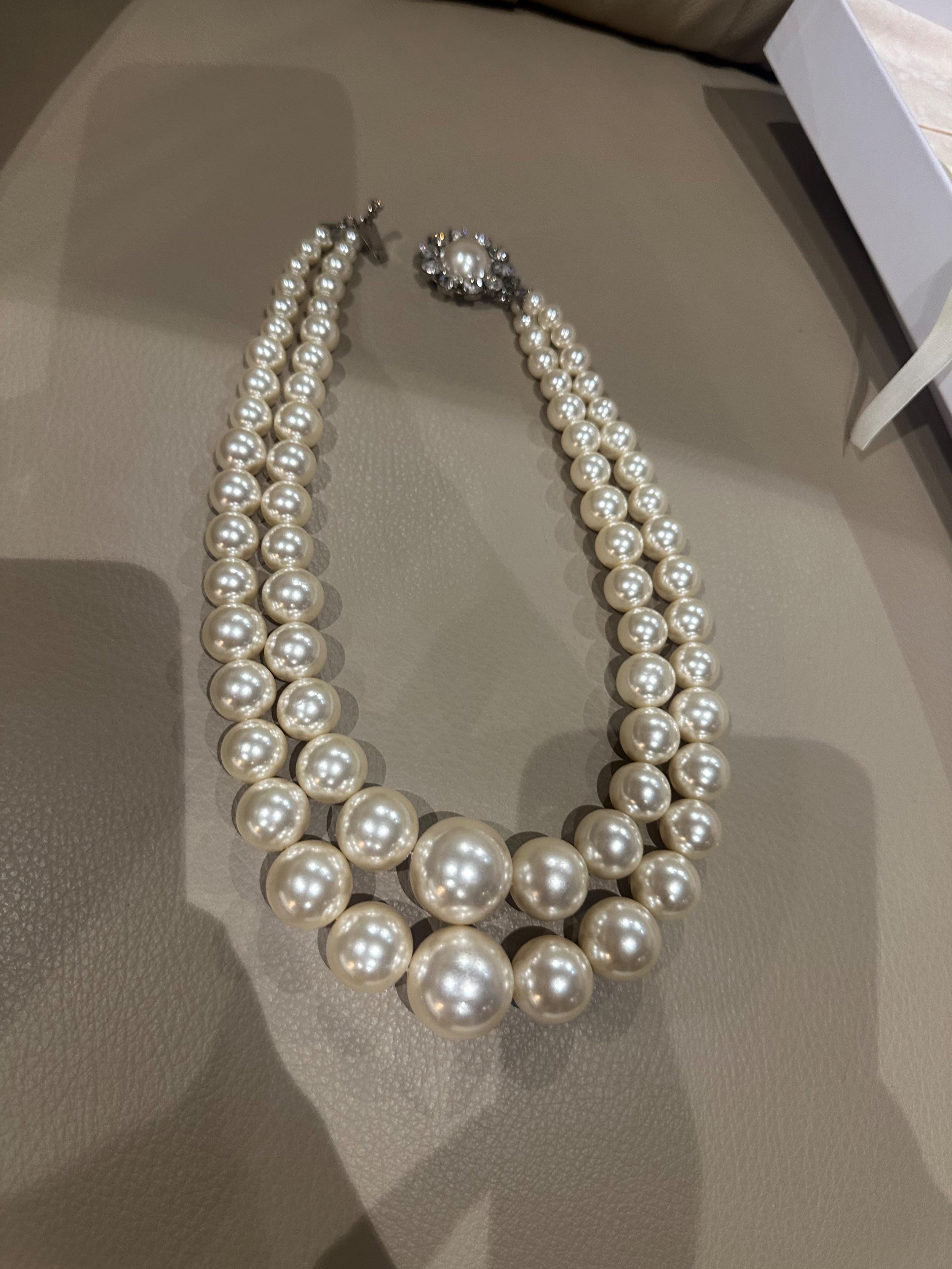 Alessandra Rich Double String Faux Pearl Necklace