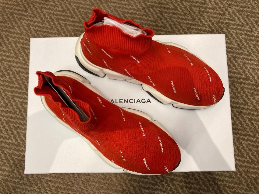 Balenciaga Burnt Orange Monogram Speed Sneakers