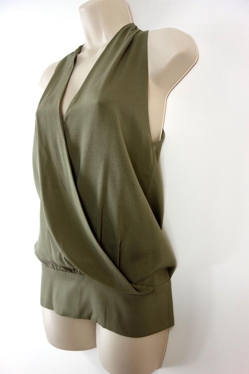 Ramy Brook Green Sleeveless Silk Wrap Style Top