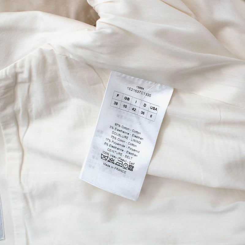 Dior Ivory Cotton Blend Midi Puff-Sleeve Dress