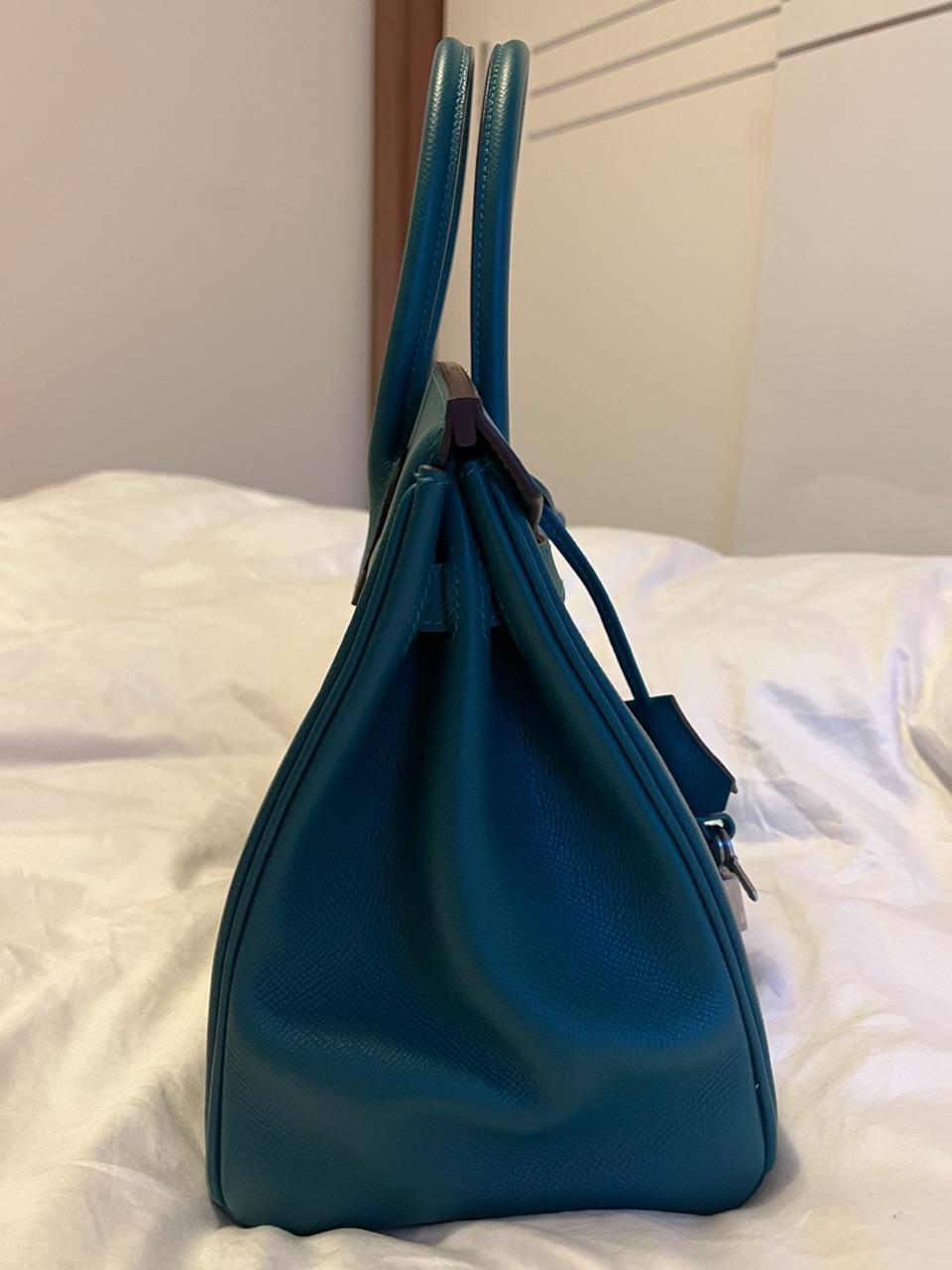 Hermes HSS  Birkin 30 in Malachite and Anenmone Epsom Leather with Brushed Palladium Hardware