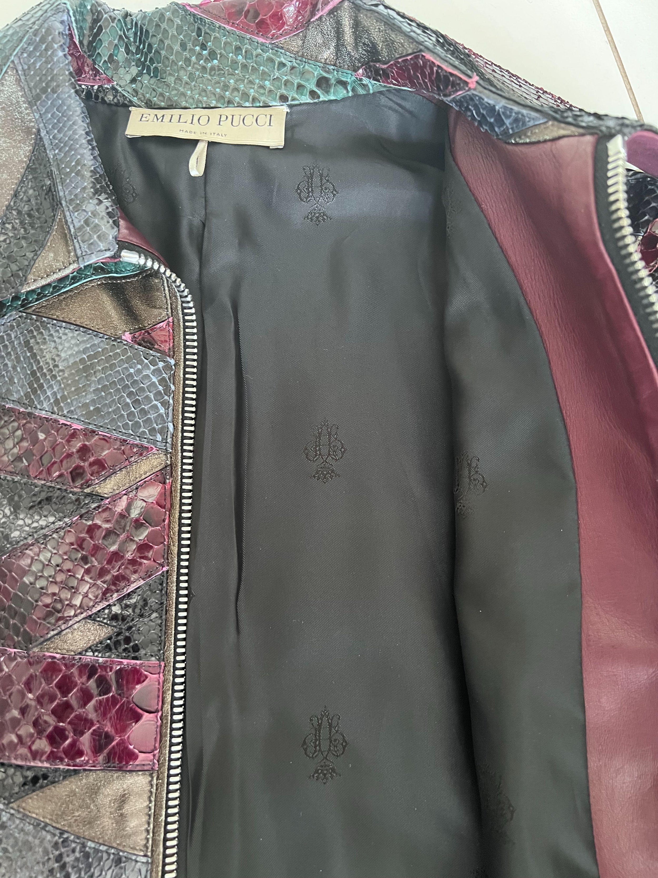 Python & Calf Leather Multicoloured Patchwork Jacket