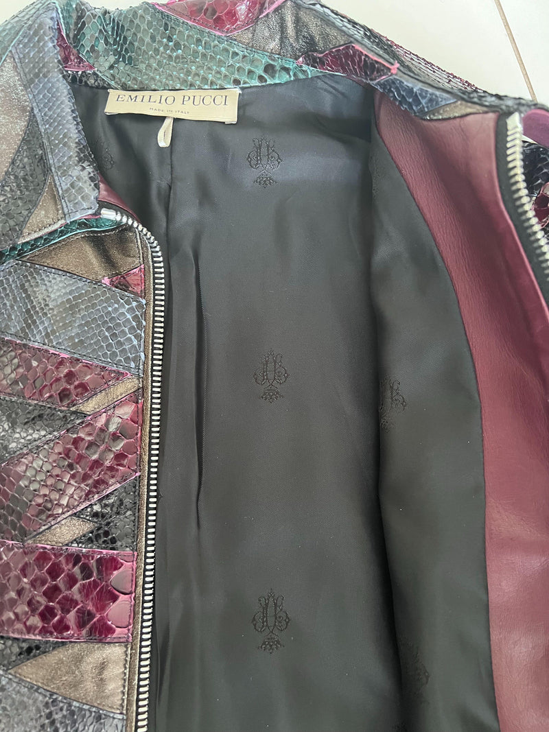 Python & Calf Leather Multicoloured Patchwork Jacket