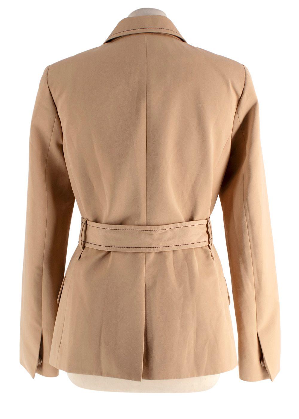 Alexis Beige Double-Breasted Belted Blazer Jacket