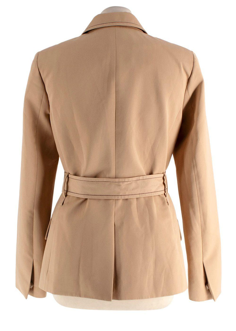 Alexis Beige Double-Breasted Belted Blazer Jacket